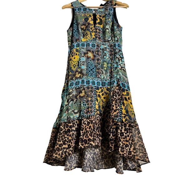 NWT Nanette Lepore Womens Aqua Printed Sleeveless Keyhole Knee Length Dress SZ 6 - Picture 6 of 9